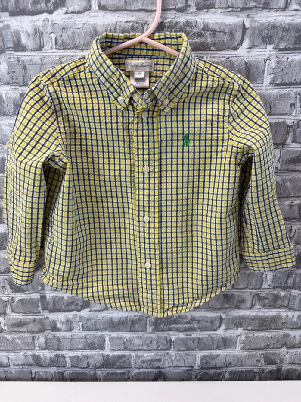 Ralph Lauren Yellow‎ & Blue Check Button-Down Shirt